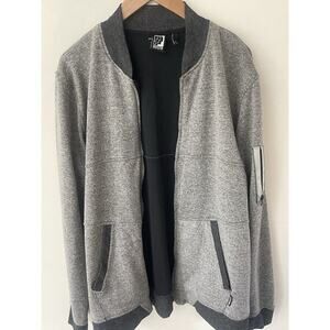 Bklyn Athletics Sweat Jacket Mens XL Gray Black Long Sleeves Zip Athleticwear